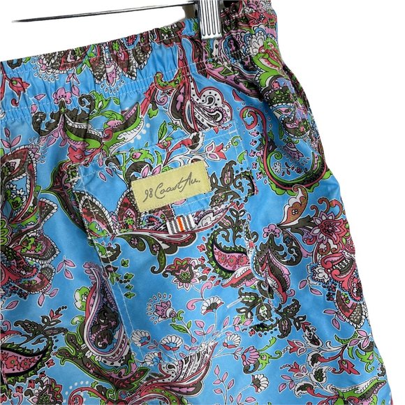 98 Coast Av. Men's Drawstring Swim Trunks Multicolor Paisley Mesh Lined XXXL - Picture 9 of 11